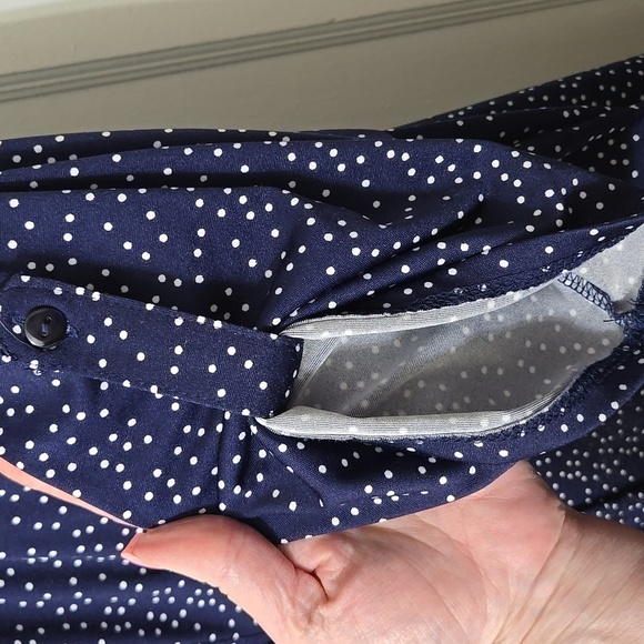 Blue Mood Navy Blue Polka Dot Women's Top SS Button Front 2X - Picture 4 of 7